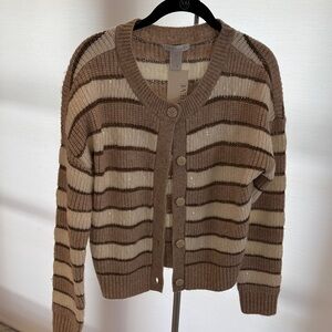 Design History Brown and Cream Striped Cardigan